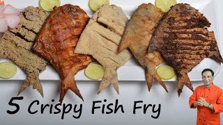 Fish Fry  5 Crispy Pomfret Fish frys  Rava Fish Fry Street Recipe Fish Fry Chettinad Fish fry [upl. by Alpert]