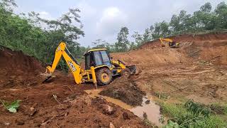 jcb backhoe loader and jcb140 track excavator crossing a muddy stream  jcb crossing a muddy river [upl. by Clementine]