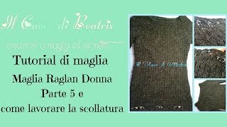 Maglia raglan ai ferri 5 di 8 Come lavorare la scollatura [upl. by Avika]