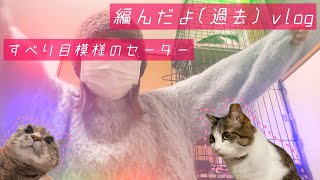 【編み物vlog】ユリカモヘアで編んだすべり目模様のセーターを紹介するよ〈毛糸だま〉 [upl. by Katuscha]