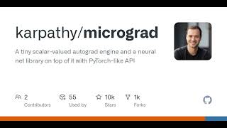 GitHub  karpathymicrograd A tiny scalarvalued autograd engine and a neural net library on top [upl. by Janenna619]