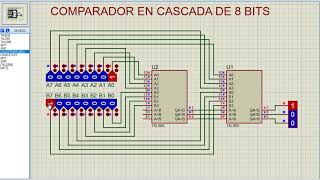 COMPARADOR 74LS85 EN CASCADA 8 BITS  PROTEUS [upl. by Lrat]