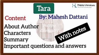 Tara by Mahesh Dattani  MEG 7 Indian English Writing Summary with notes [upl. by O'Connor684]