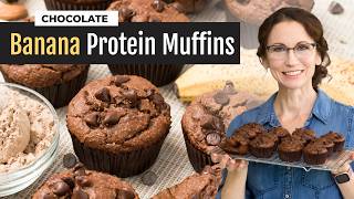 HighProtein Chocolate Banana Muffins  GlutenFree Option [upl. by Pfister418]