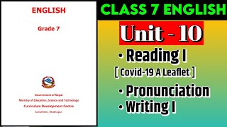 Class 7 English  Unit 10  Reading I  Pronunciation  Writing I  All Exercises  Mukesh Raut [upl. by Ewell]