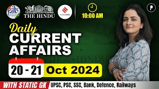 20  21 October Current Affairs 2024  Daily Current Affairs  Current Affairs Today [upl. by Jehial]