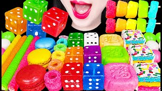 ASMR Rainbow Dessert Dice Candy Snack 먹는 주사위 사탕 무지개 디저트 먹방 Mukbang Eating [upl. by Valley158]