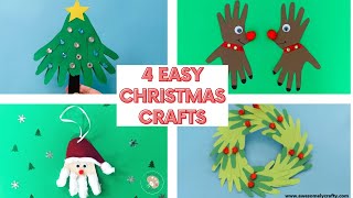 4 Easy Christmas Crafts for Kids  4 Easy Handprint Crafts for Kids [upl. by Naiva]