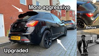 SEAT IBIZA 6J GETS UPGRADES Bigger Trunk Spoiler Bigger Side Skirts Detailing Bodywork Repair [upl. by Elinor]