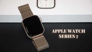 APPLE WATCH SERIES 7 UNBOXING  STARLIGHT 41mm  Gold Milanese loop [upl. by Einhpets]