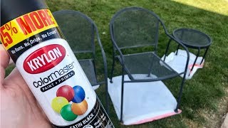 How To Spray Paint Metal Outdoor Furniture  CHEAP DIY [upl. by Mansur]