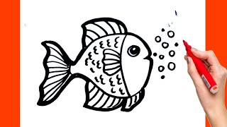 How to draw a cute Fish easy and simple Fish drawing easy  Fish drawing for kids [upl. by Hpotsirhc]