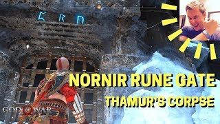 God of War Nornir Rune Gate Magically Sealed Door Thamurs Corpse [upl. by Aikyt]