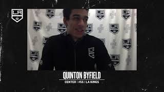 Training Camp  Quinton Byfield On His First LA Kings Practice [upl. by Esadnac]