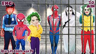 KID SPIDER MAN amp JOKER rescue Dad  TEAM SPIDERMAN vs BAD GUY JOKER  LIVE ACTION  MORE [upl. by Kilmarx]