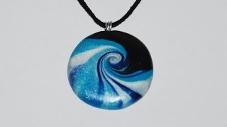 Swirled Polymer Clay Pendant  Ocean Wave [upl. by Nujra]