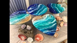 55  Epoxy Resin Art  Hearts of the Ocean  2 Sided Resin Art Project [upl. by Pinzler546]