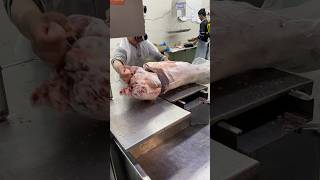 Australian frozen whole lamb carcass and cutting skills with cutters machine exportsshorts [upl. by Yort]