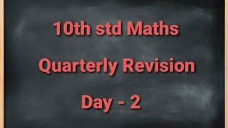 TN 10th std Mathematics Quarterly Revision Series Day  2 [upl. by Dira]