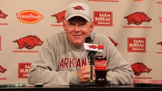 Bobby Petrino talks Arkansas offense QBs in fall camp [upl. by Orazal]