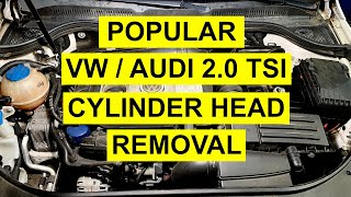 Complete Cylinder Head Removal amp Install On Popular VW Audi 20 T TSI Engine Gen 123 2008 amp Up [upl. by Shina]