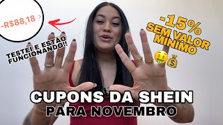 CUPONS DE DESCONTO DA SHEIN PARA USAR EM NOVEMBRO 🤑💰 [upl. by Lindsay]