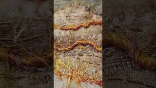 Textile artwork using fabric scraps yarns and some stitched threads Such lovely texture art [upl. by Agem]