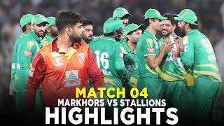 Full Highlights  Markhors vs Stallions  Match 4  Bahria Town Champions Cup 2024  M9A1K [upl. by Arocet]