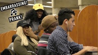 Accidentally Blasting EMBARRASSING Songs in the Library PRANK [upl. by Acsisnarf771]