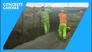 Concrete Canvas CC Ditch Lining  M1 UK  CostainCarillion Joint Project [upl. by Zechariah]