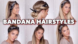 5 SUPER EASY Bandana Hairstyles  MRS BELLA [upl. by Hgielrac240]