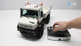 1145 ScaleART MercedesBenz Unimog ThreeSideTipper GreyWhite  UniCOMM  Full Functions [upl. by Ailasor966]