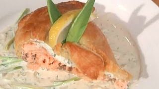 How to Cook Salmon en Croute With Creamy Dill Sauce on the Inside  Sausage Salmon amp More [upl. by Nagn125]