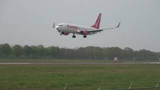 Corendon Airlines Europe B737800 Landing Groningen Airport Eelde [upl. by Newob]