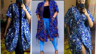 HOW TO CUT AND SEW A KIMONO JACKET WITH DRAWSTRINGS AND SNATCHED WAISTLINE2 in 1 kimonojacket diy [upl. by Vincent]