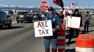 Protestors gather near Calgary to ‘Axe the Carbon Tax’ after fuel increase [upl. by Arzed]