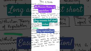 Malthusian theory of Population theories of PopulationBbaBBMBcom [upl. by Marleen]