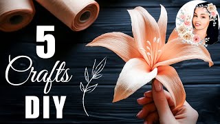 5 IDEAS 💥 Crepe Paper Decoration Ideas Crepe Paper Flowers [upl. by Naihr]