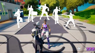 Emote Battling in Fortnite Party Royale using EXCLUSIVE and FREE Emotes 🕺 [upl. by Leverick]