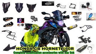 HONDA CB HORNET 160R Complete modification accessories with buy link [upl. by Hayman]