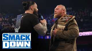 Brock Lesnar comes facetoface with Roman Reigns SmackDown Jan 7 2022 [upl. by Arymat]