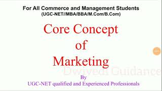 Core Concept of Marketing  For Management amp Commerce Students  UGCNET MBA MCom BBA Bcom [upl. by Nirehtac231]