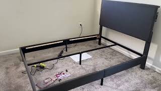 Allewie Full Size Bed Frame Platform Bed Frame with Upholstered Headboard Unboxing amp Setup [upl. by Hanad]