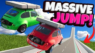 Jumping Flying Cars Off the BIGGEST RAMP in BeamNG Drive Mods Multiplayer [upl. by Iclehc]