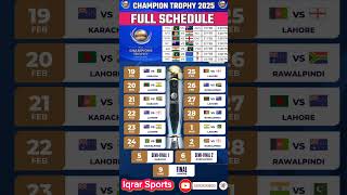 ICC CHAMPIONS TROPHY 2025 FULL SCHEDULE  ICC Champion trophy 2025 fixtures iccchampionstrophy2025 [upl. by Latrina]