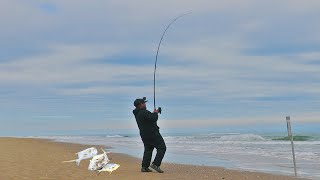 Winter Surf Fishing for Pompano  Landed PB Pompano Fishing [upl. by Ennayram]