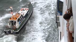 Lisbon pilot disembarking from Adonia in rough seas [upl. by Sudhir]