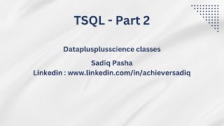 02 TSQL Basics Part 2 [upl. by Mall]