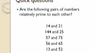 Relatively Prime Numbers [upl. by Vanhomrigh]