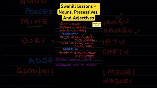 Swahili Lessons  Nouns Possessives And Adjectives [upl. by Haimehen]